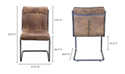 The Carpentry Shop Co. Ansel Dining Chair Grazed Brown Leather-M2 Ansel Dining Chair Grazed Brown Leather-M2