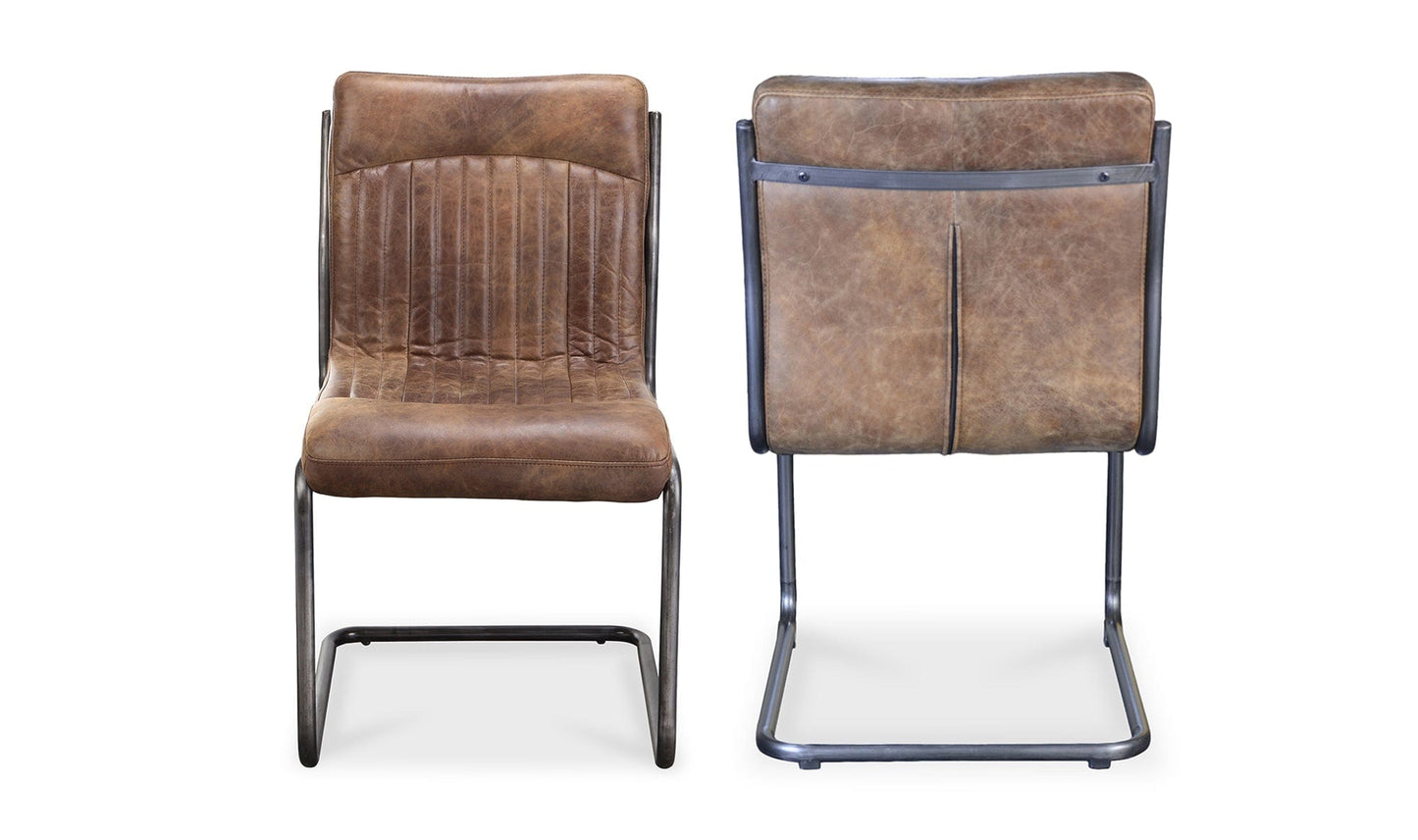 The Carpentry Shop Co. Ansel Dining Chair Grazed Brown Leather-M2 Ansel Dining Chair Grazed Brown Leather-M2