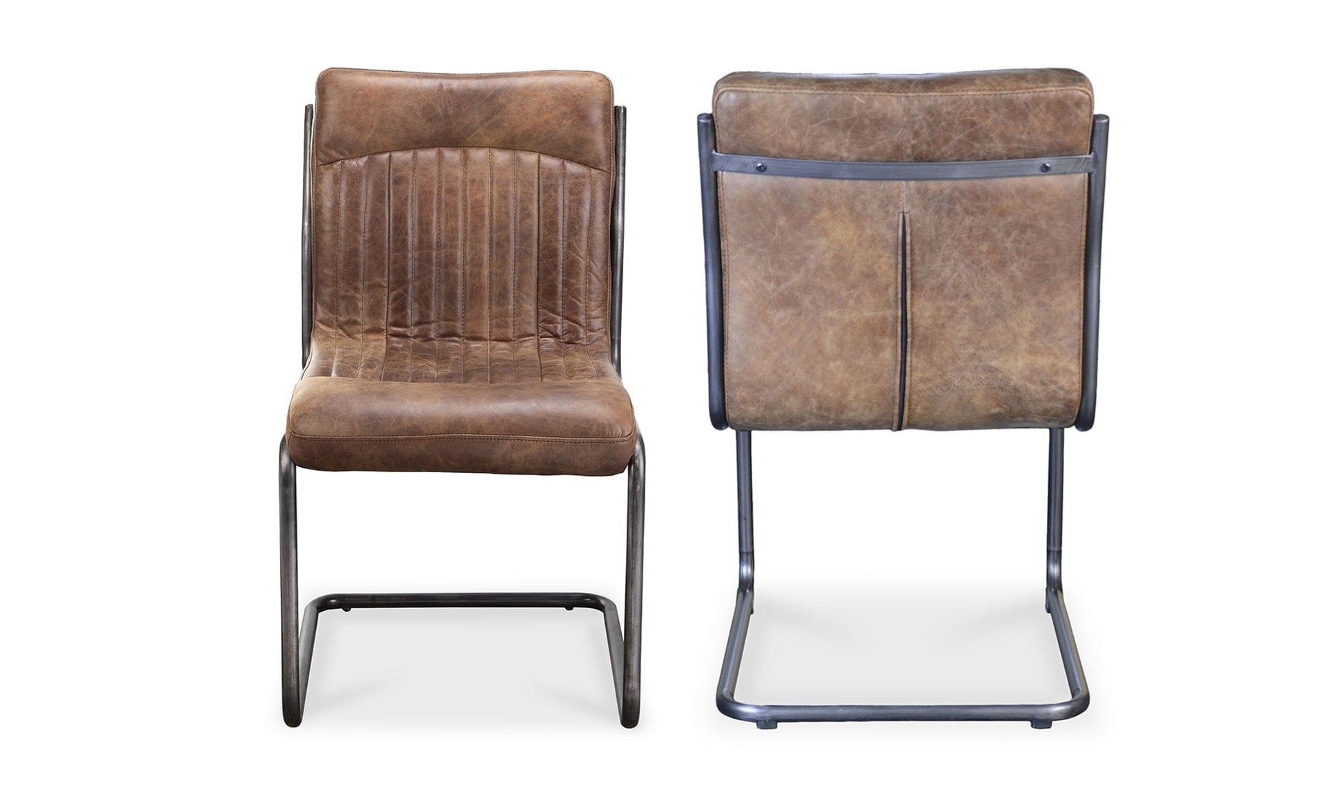 The Carpentry Shop Co. Ansel Dining Chair Grazed Brown Leather-M2 Ansel Dining Chair Grazed Brown Leather-M2