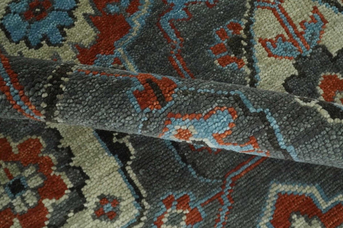 Antique look Gray And Rust Hand knotted Traditional Oushak Multi Size Area Rug.
