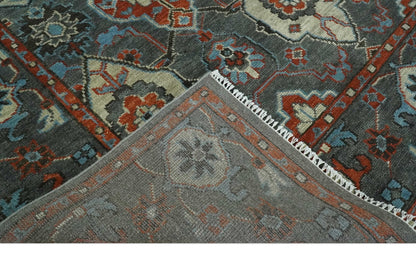 Antique look Gray And Rust Hand knotted Traditional Oushak Multi Size Area Rug.