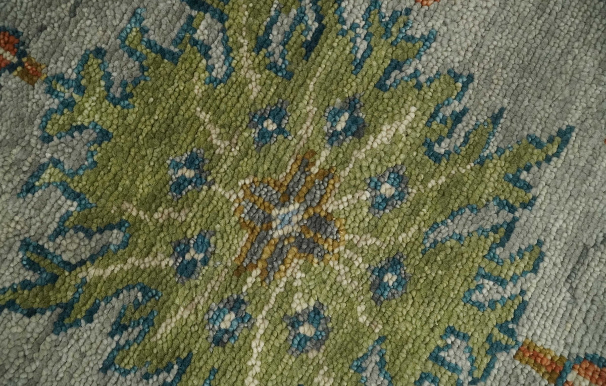 Antique Hand Knotted Gray, Beige and Blue Traditional Oushak Vintage Style Multi Size Wool area Rug.