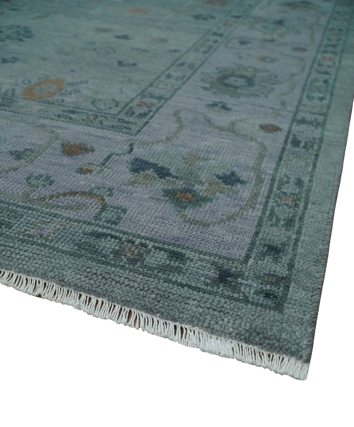 Antique Hand Knotted Charcoal and Gray Traditional Oushak wool Area Rug.