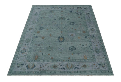 Antique Hand Knotted Charcoal and Gray Traditional Oushak wool Area Rug.