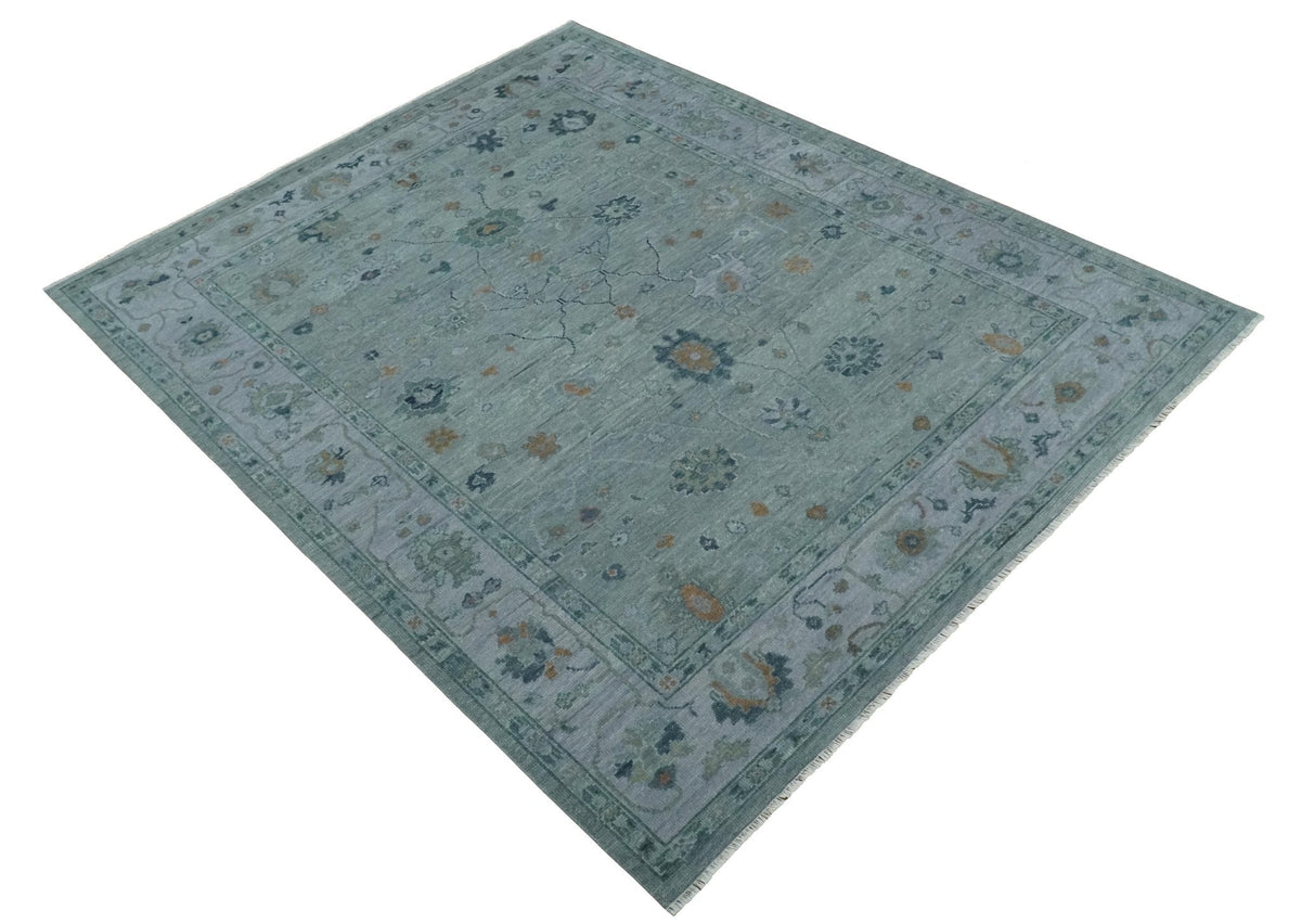 Antique Hand Knotted Charcoal and Gray Traditional Oushak wool Area Rug.