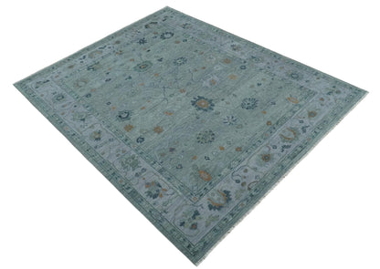 Antique Hand Knotted Charcoal and Gray Traditional Oushak wool Area Rug.