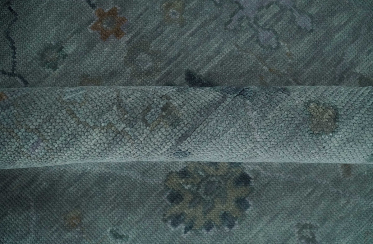 Antique Hand Knotted Charcoal and Gray Traditional Oushak wool Area Rug.