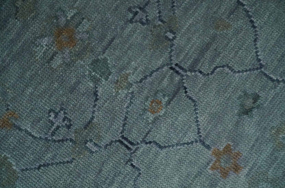 Antique Hand Knotted Charcoal and Gray Traditional Oushak wool Area Rug.