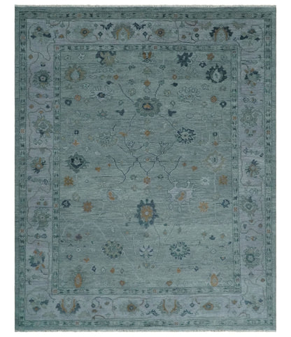 Antique Hand Knotted Charcoal and Gray Traditional Oushak wool Area Rug.