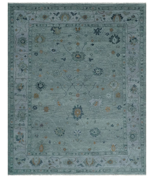Antique Hand Knotted Charcoal and Gray Traditional Oushak wool Area Rug.