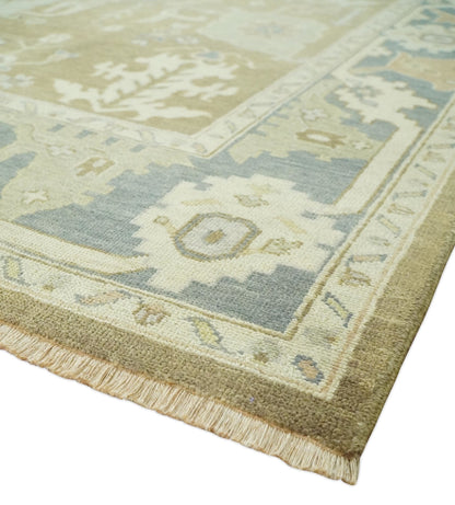 Antique Gray and Beige Hand Knotted Traditional Oushak Wool Rug.