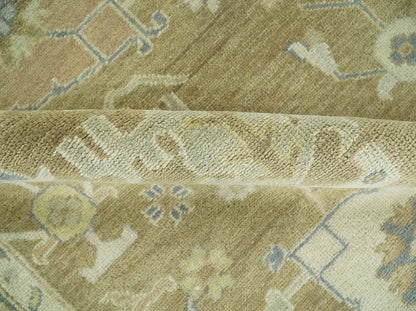 Antique Gray and Beige Hand Knotted Traditional Oushak Wool Rug.