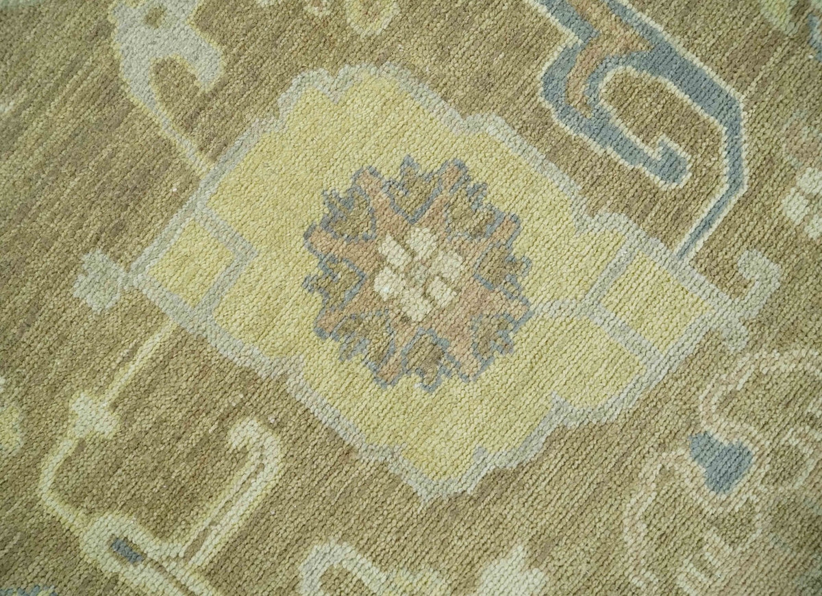 Antique Gray and Beige Hand Knotted Traditional Oushak Wool Rug.
