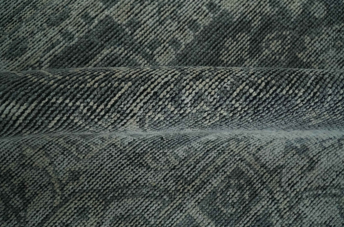 Antique Design Charcoal and Silver Traditional Medallion Custom Made wool Area Rug.