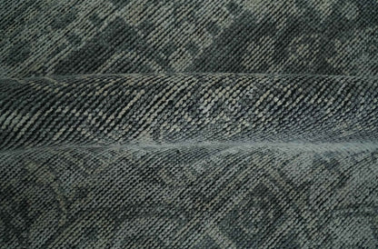 Antique Design Charcoal and Silver Traditional Medallion Custom Made wool Area Rug.