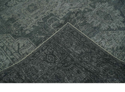 Antique Design Charcoal and Silver Traditional Medallion Custom Made wool Area Rug.