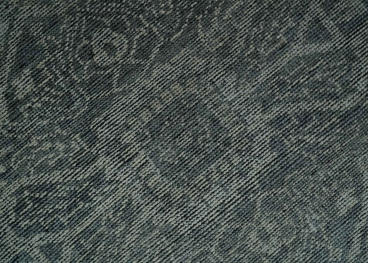 Antique Design Charcoal and Silver Traditional Medallion Custom Made wool Area Rug.