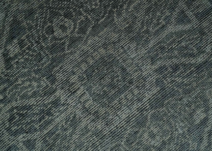 Antique Design Charcoal and Silver Traditional Medallion Custom Made wool Area Rug.