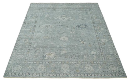 Antique Distressed Look Gray and Silver Low Pile Multi Size Oushak wool Area Rug.