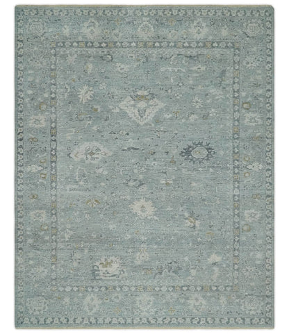 Antique Distressed Look Gray and Silver Low Pile Multi Size Oushak wool Area Rug.