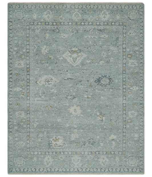 Antique Distressed Look Gray and Silver Low Pile Multi Size Oushak wool Area Rug.