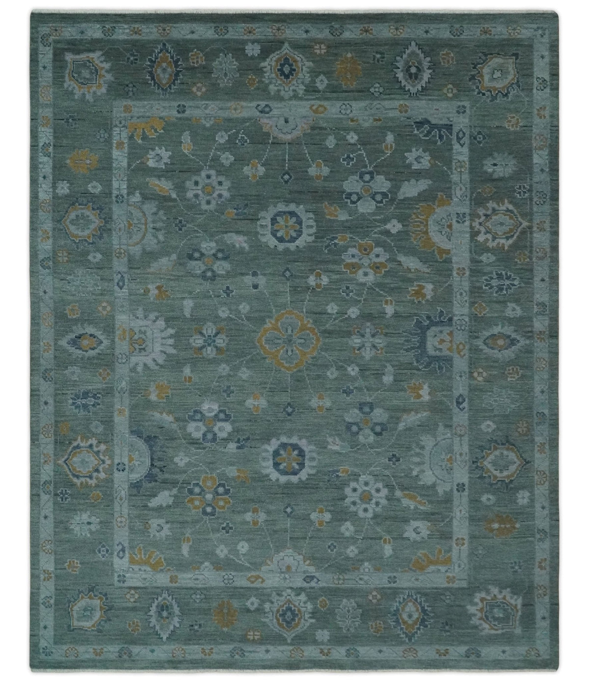 Antique Finish Gray Hand knotted Traditional Oushak Custom Made wool Area Rug.