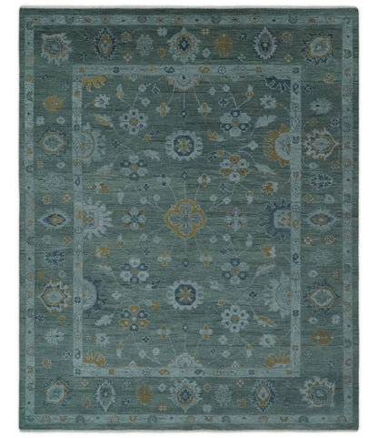 Antique Finish Gray Hand knotted Traditional Oushak Custom Made wool Area Rug.