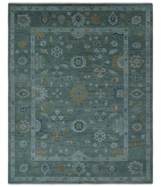 Antique Finish Gray Hand knotted Traditional Oushak Custom Made wool Area Rug.