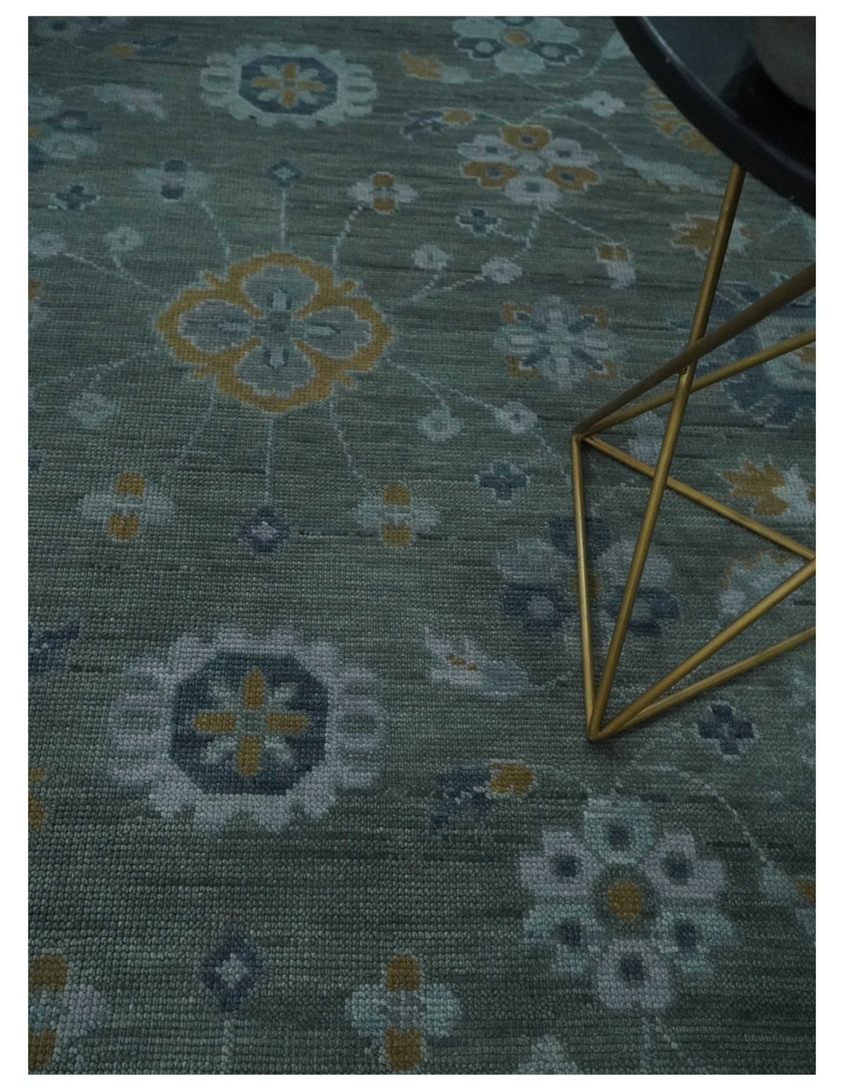 Antique Finish Gray Hand knotted Traditional Oushak Custom Made wool Area Rug.