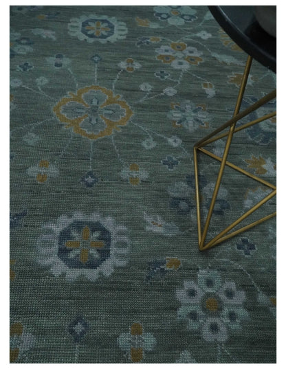 Antique Finish Gray Hand knotted Traditional Oushak Custom Made wool Area Rug.