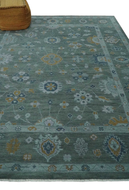 Antique Finish Gray Hand knotted Traditional Oushak Custom Made wool Area Rug.