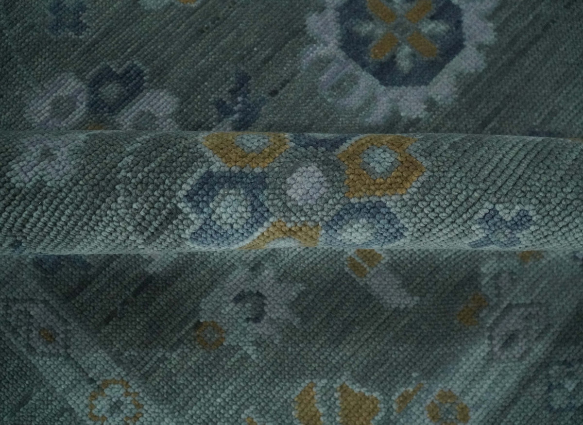 Antique Finish Gray Hand knotted Traditional Oushak Custom Made wool Area Rug.