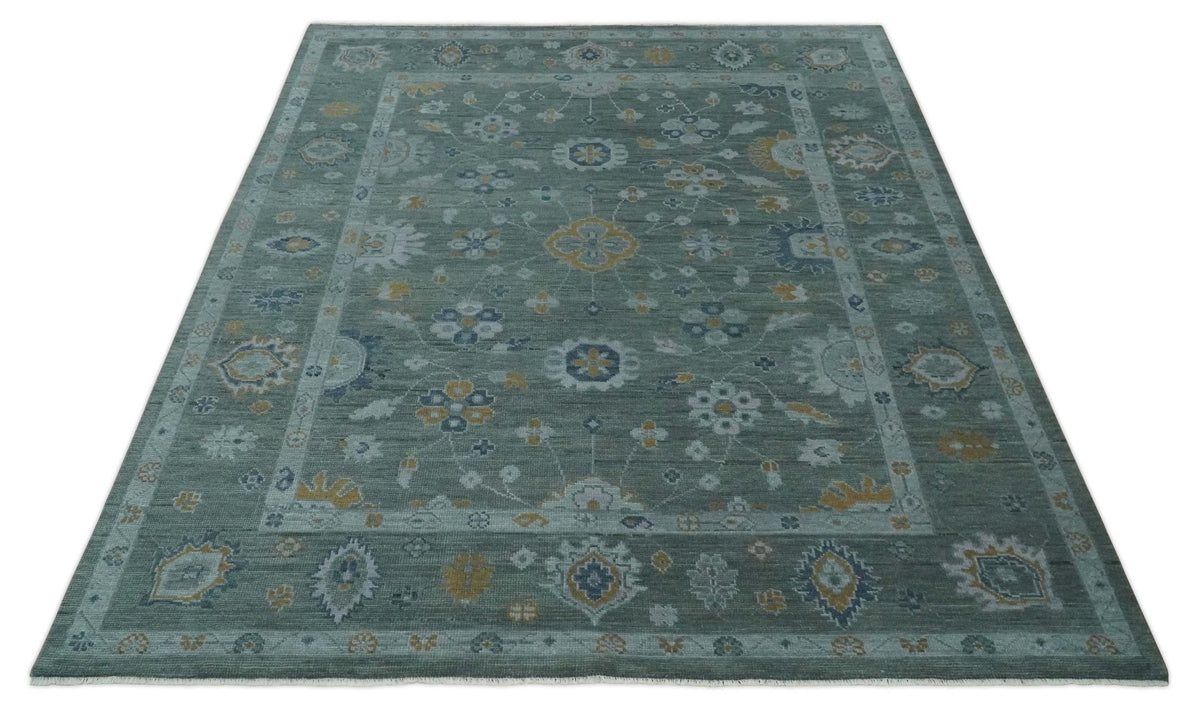 Antique Finish Gray Hand knotted Traditional Oushak Custom Made wool Area Rug.