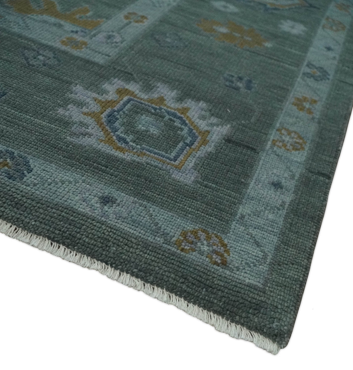 Antique Finish Gray Hand knotted Traditional Oushak Custom Made wool Area Rug.