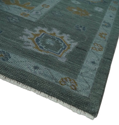 Antique Finish Gray Hand knotted Traditional Oushak Custom Made wool Area Rug.