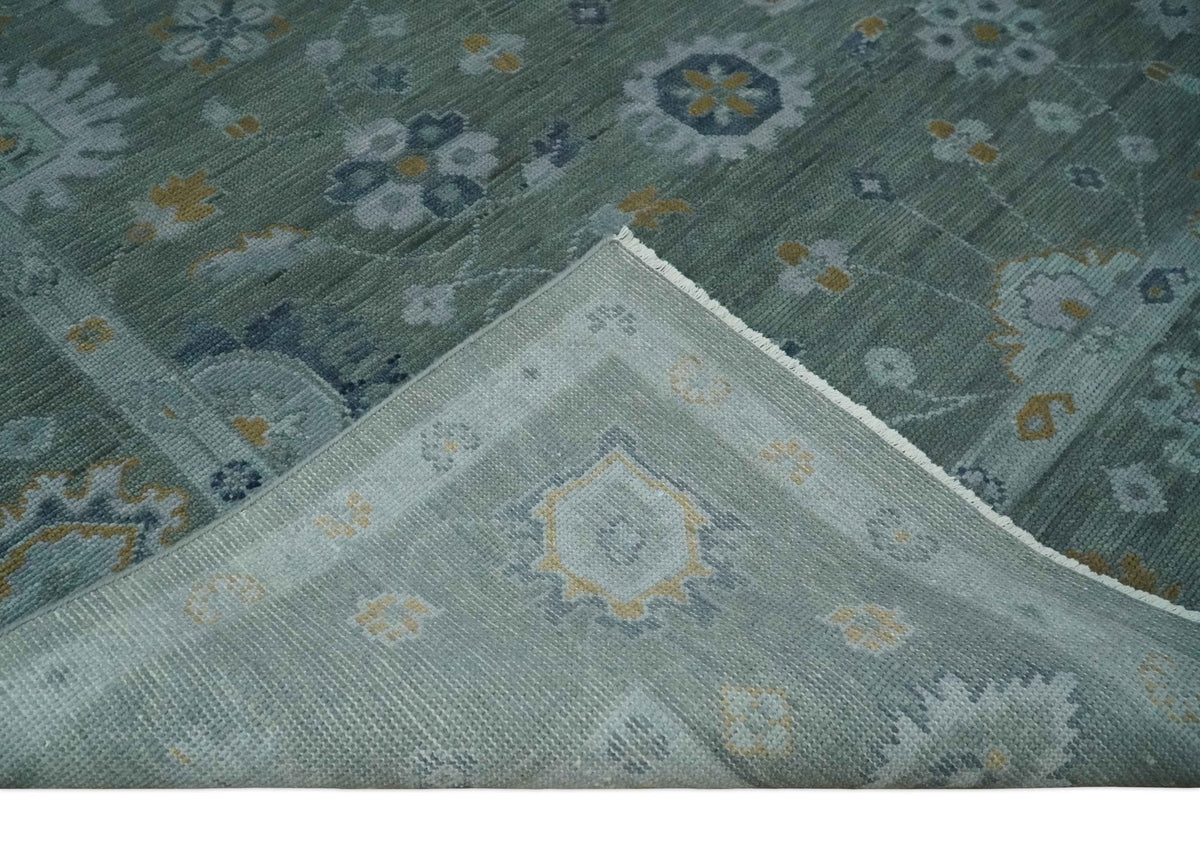 Antique Finish Gray Hand knotted Traditional Oushak Custom Made wool Area Rug.