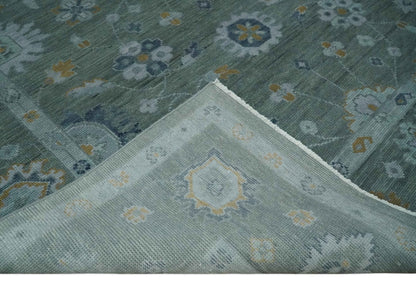 Antique Finish Gray Hand knotted Traditional Oushak Custom Made wool Area Rug.