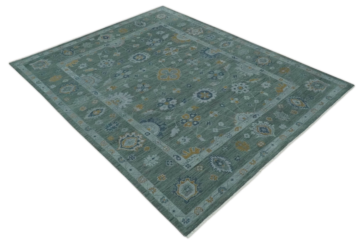Antique Finish Gray Hand knotted Traditional Oushak Custom Made wool Area Rug.