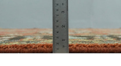 Custom Made Hand Knotted Rust and Black Traditional Wool Rug.