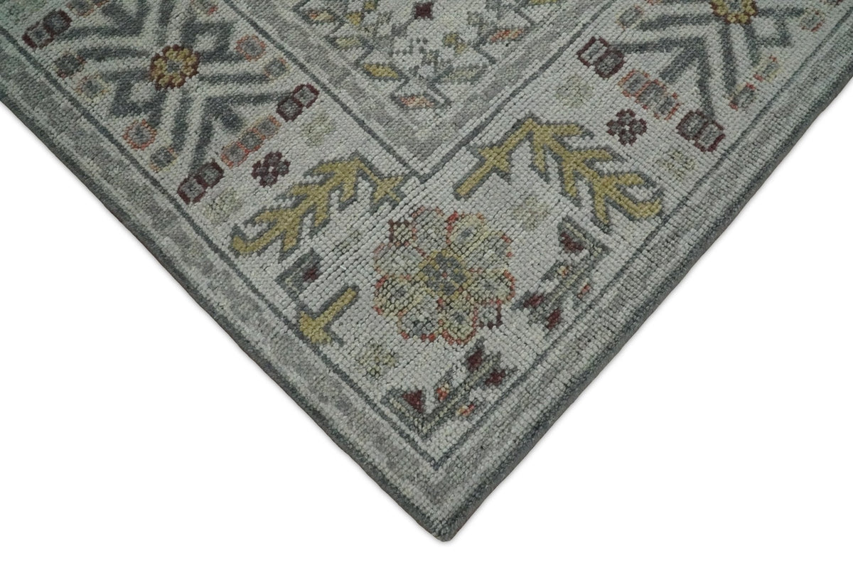 Distressed Traditional Turkish Hand Knotted Gray Custom Made wool Area Rug.