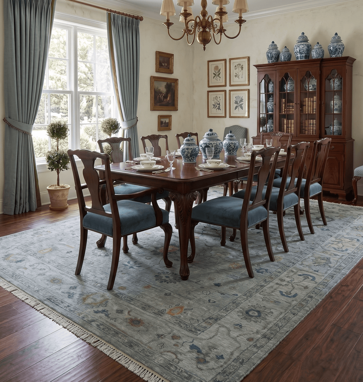 Antique Hand Knotted Charcoal and Gray Traditional Oushak wool Area Rug.
