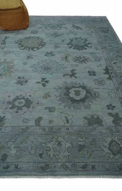 Antique look Bluish Gray Hand knotted Traditional Oushak Multi Size wool area Rug.