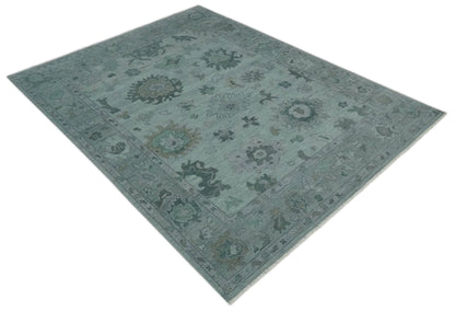 Antique look Bluish Gray Hand knotted Traditional Oushak Multi Size wool area Rug.