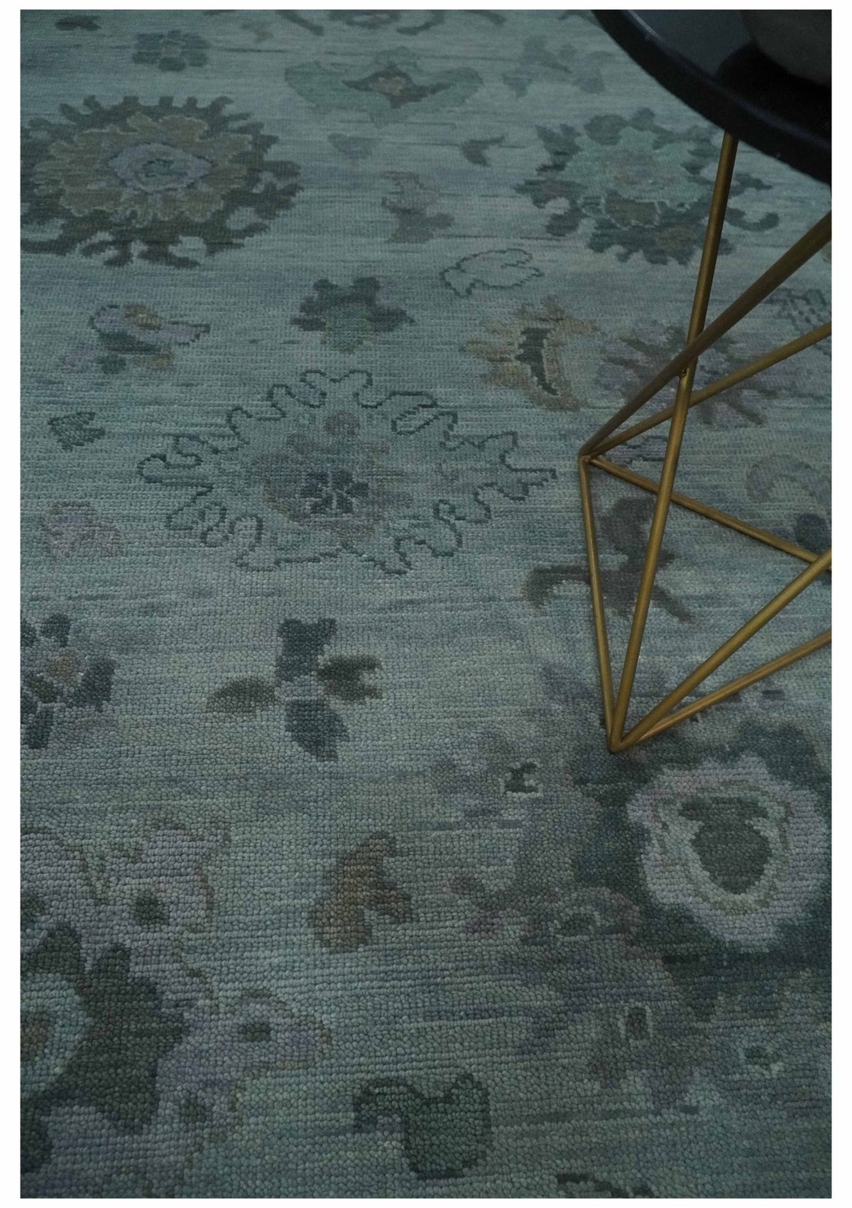 Antique look Bluish Gray Hand knotted Traditional Oushak Multi Size wool area Rug.