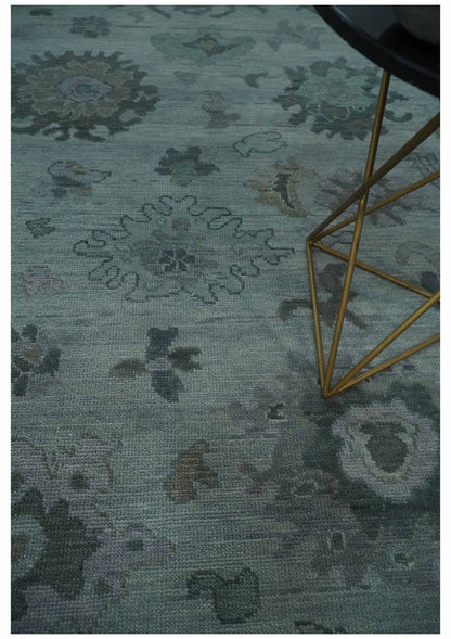 Antique look Bluish Gray Hand knotted Traditional Oushak Multi Size wool area Rug.