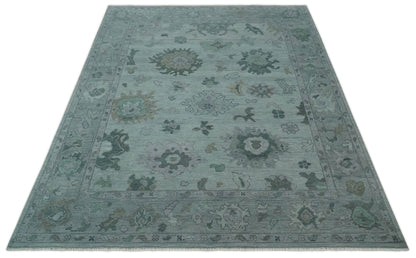 Antique look Bluish Gray Hand knotted Traditional Oushak Multi Size wool area Rug.