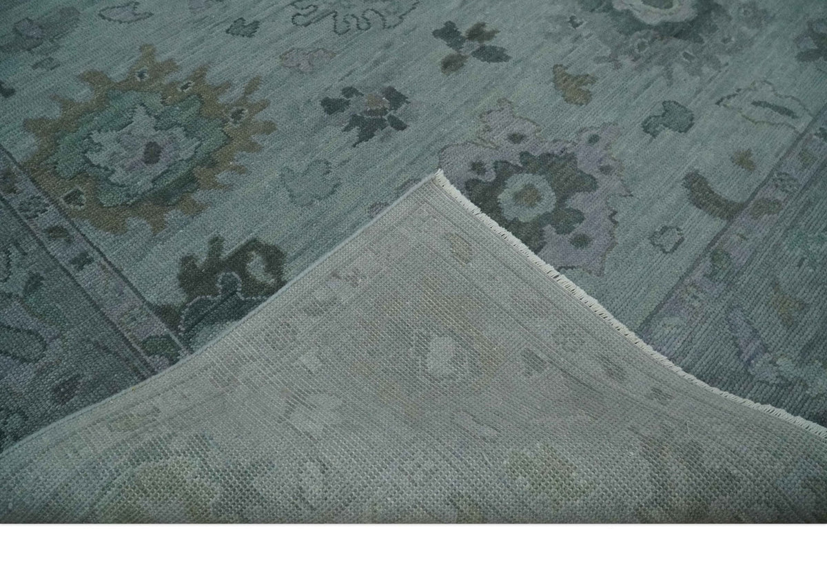 Antique look Bluish Gray Hand knotted Traditional Oushak Multi Size wool area Rug.