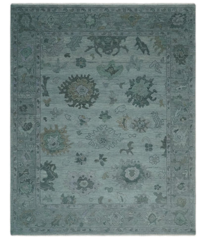 Antique look Bluish Gray Hand knotted Traditional Oushak Multi Size wool area Rug.