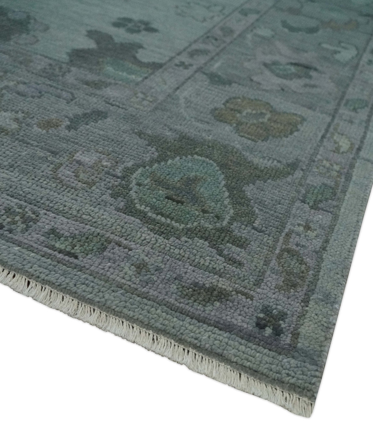 Antique look Bluish Gray Hand knotted Traditional Oushak Multi Size wool area Rug.