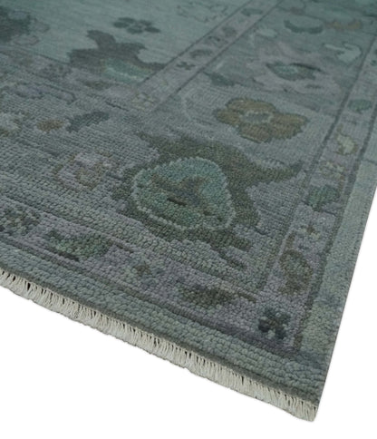 Antique look Bluish Gray Hand knotted Traditional Oushak Multi Size wool area Rug.